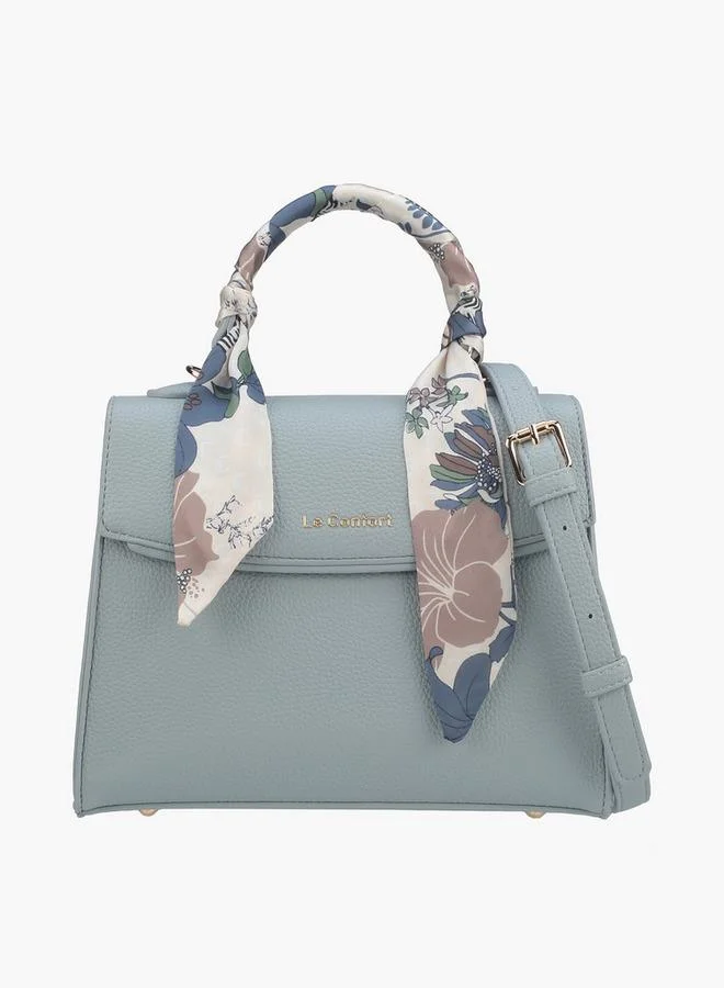 لو كونفورت Textured Crossbody Bag With Scarf Accent